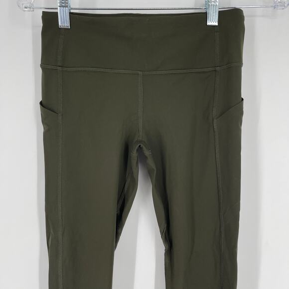 Lululemon Pace Rival High Rise Crop 22" Leggings Dark Olive Size 4 - Picture 4 of 7